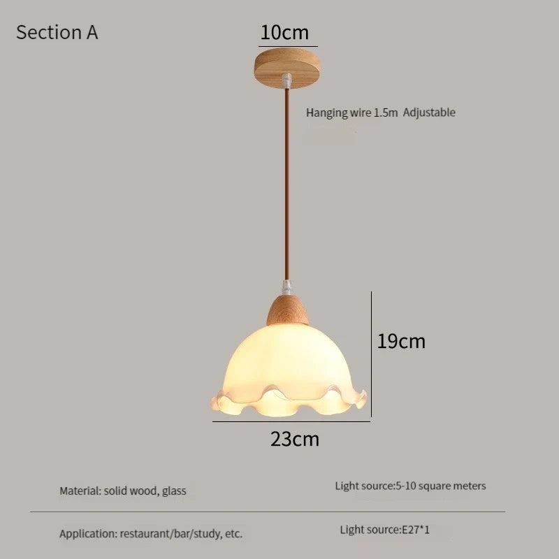 lustre nordique led suspendu moderne en bois et verre