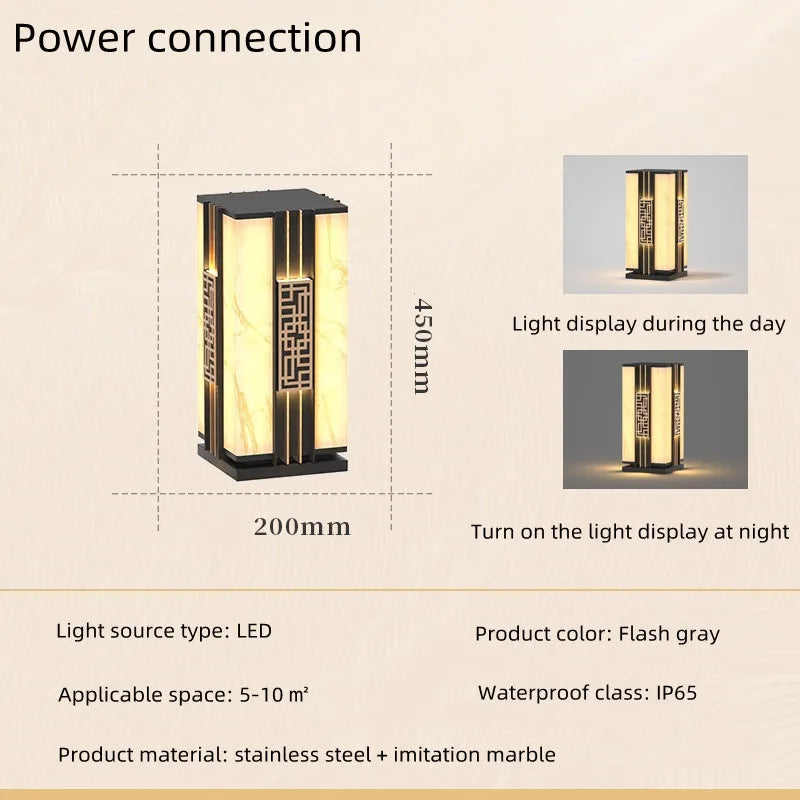 lampe extérieure solaire décorative imitation marbre pour jardin