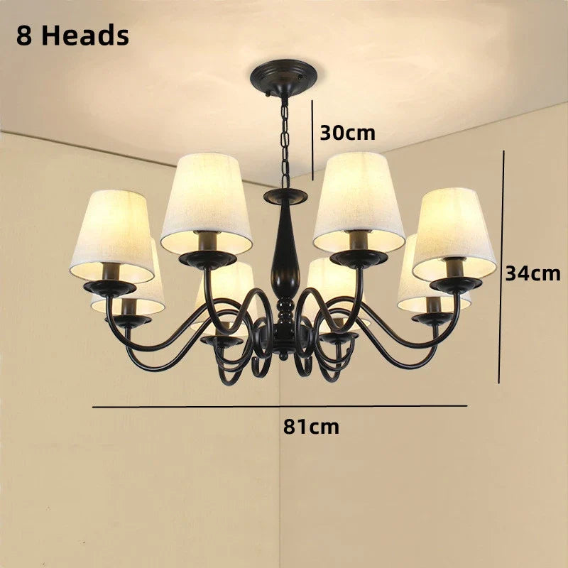 lustre en fer noir avec abat-jour pour intérieur élégant