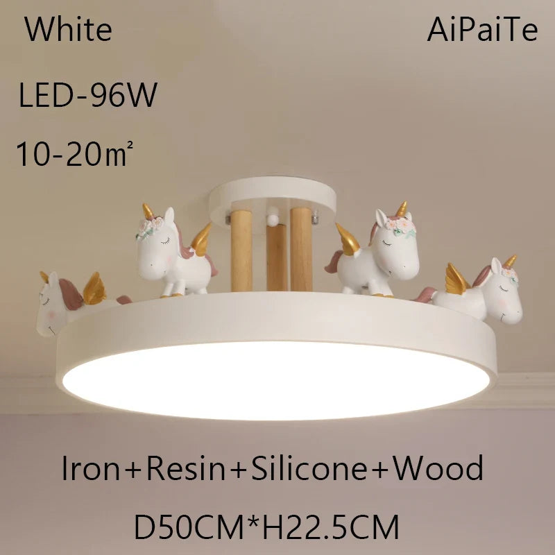 BOSSEN Scandinavian LED Children's Room Ceiling Pendant Light, Pink/Blue Unicorn for Living Room, Bedroom Home Decoration.