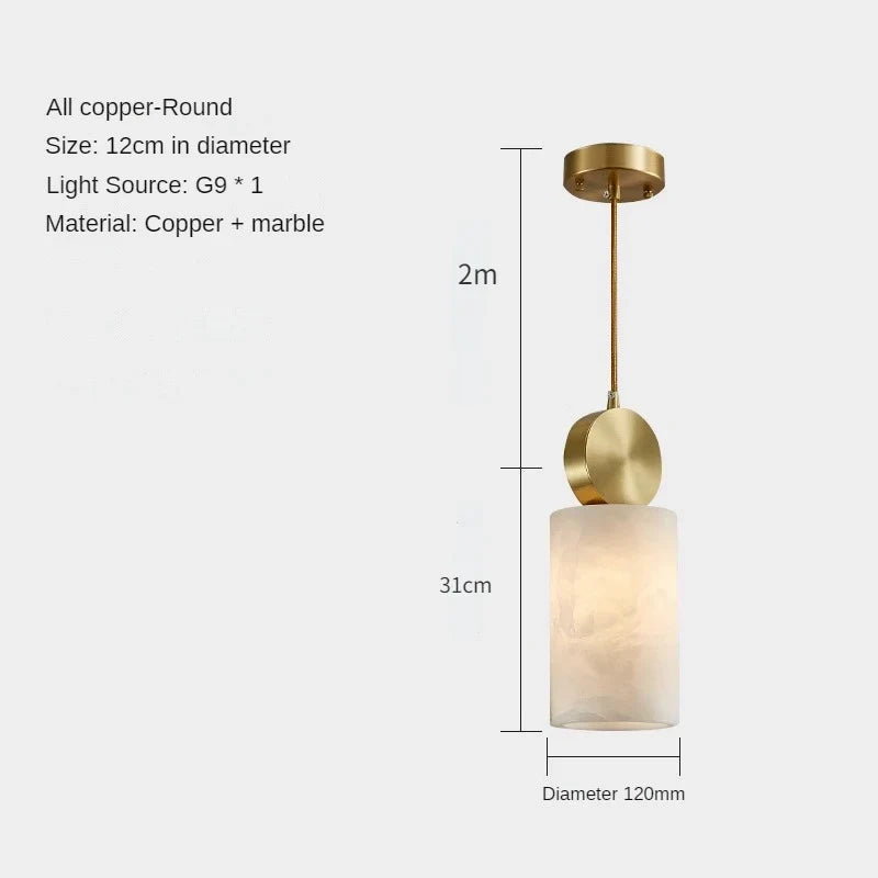 suspension en marbre et cuivre design minimaliste pour intérieur moderne