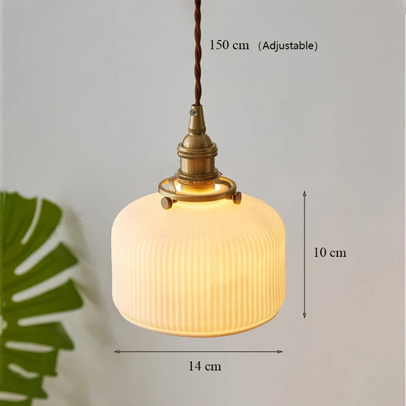 Lustre en céramique japonais éclairage pour cuisine salle à manger Restaurant Bar chevet nordique luxe Led lustre plafonnier
