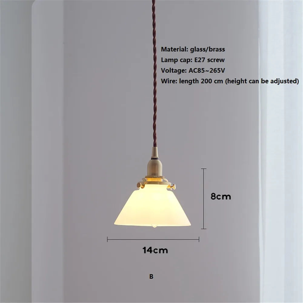 suspension en verre style américain luminaire rétro en laiton