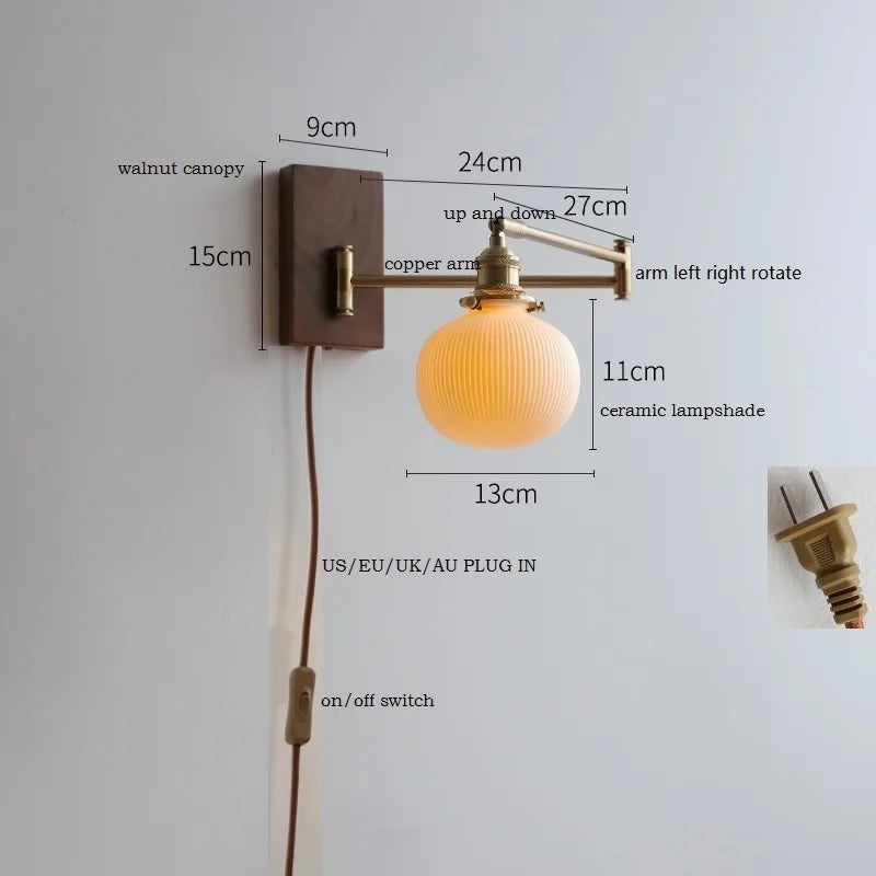 Applique murale LED en bois de frêne et de noyer