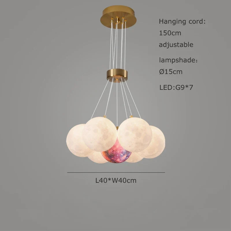 lustre sphérique planète led moderne réglable en hauteur pour décoration
