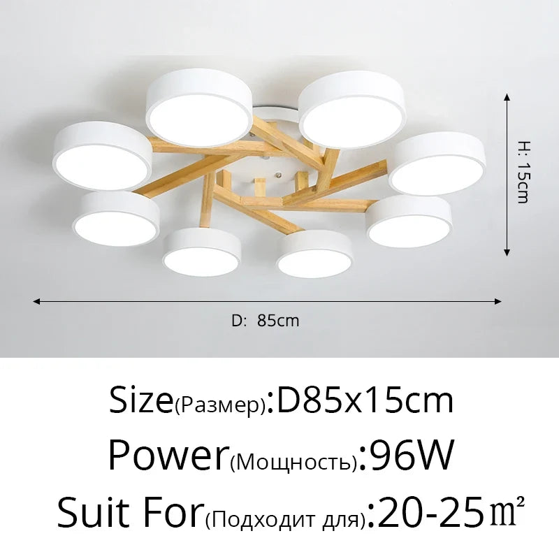 lustre led style nordique moderne en bois massif