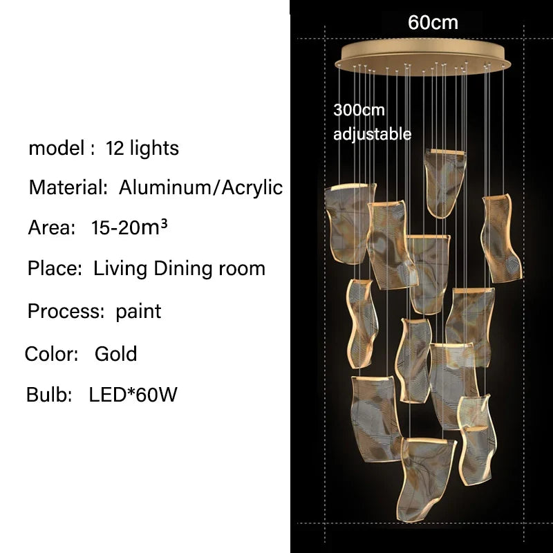 Nordic Modern Luxury Attic Chandelier Living Room Dining Room Dining Table Chandelier Hotel Lobby Staircase Hanging Chandelier