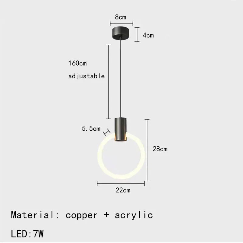applique murale led moderne en laiton anneau acrylique 3 couleurs gradable