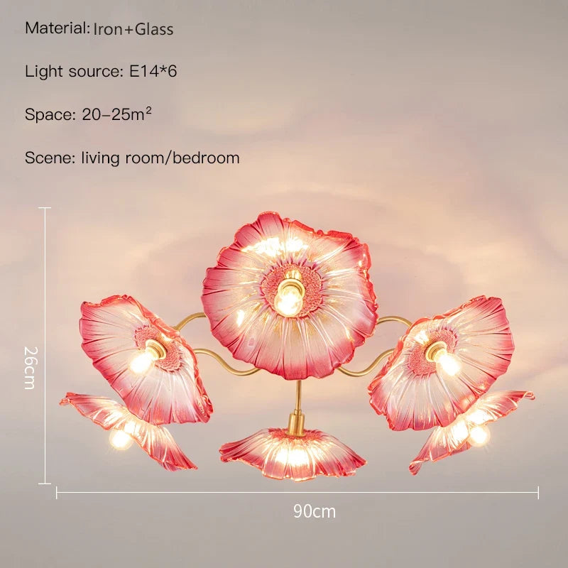 lustre nordique en fer avec verre et décoration dorée