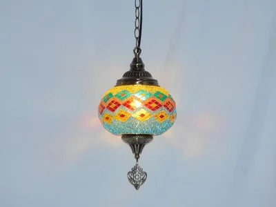 suspension vintage en verre teinté style bohème fait main en turquie