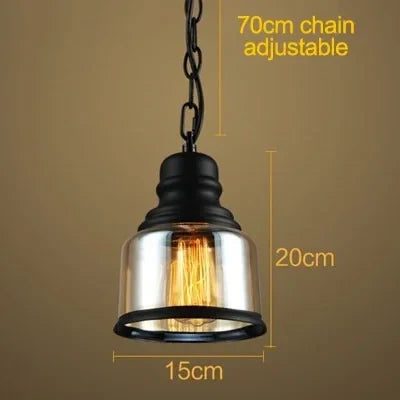 suspension industrielle rétro en verre ambré avec corde de chanvre