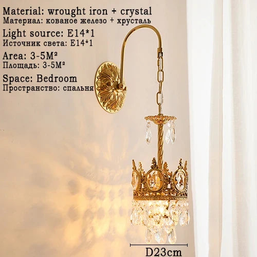 lustre rétro en cristal pour éclairage intérieur décoratif