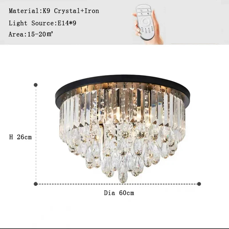 lustre dimmable led en cristal style américain de luxe