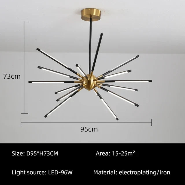 lustre vintage design spoutnik à branches en fer