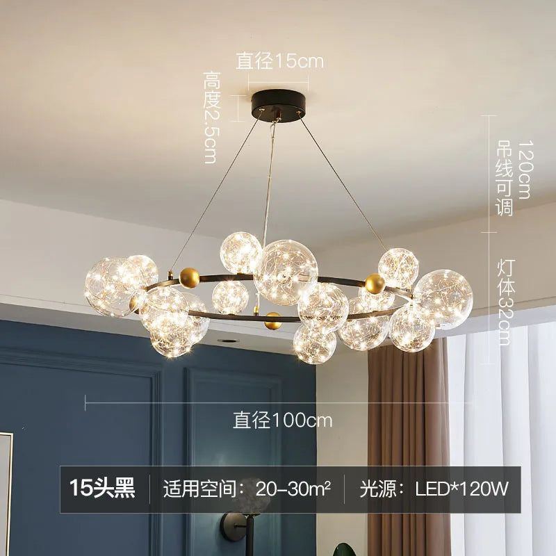 lustre led ciel étoilé nordique boule de verre intensité variable