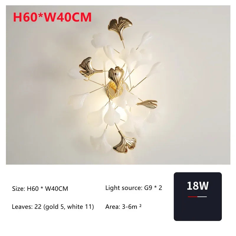 Living Room Ceiling Lamp Post-modern Designer Gingko Leaf Restaurant Bedroom Ceiling Lights Hotel Art LED Decor Lighting Fixture