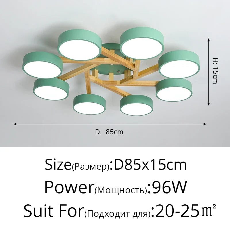 lustre led style nordique moderne en bois massif