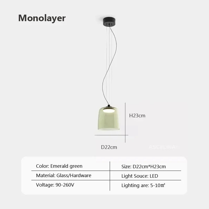 lustre nordique simple en fil de verre pour décoration maison