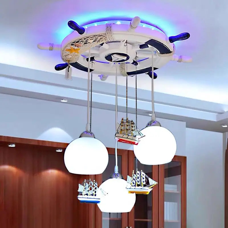 lustre méditerranéen gouvernail avec rétro-éclairage rgb pour enfants