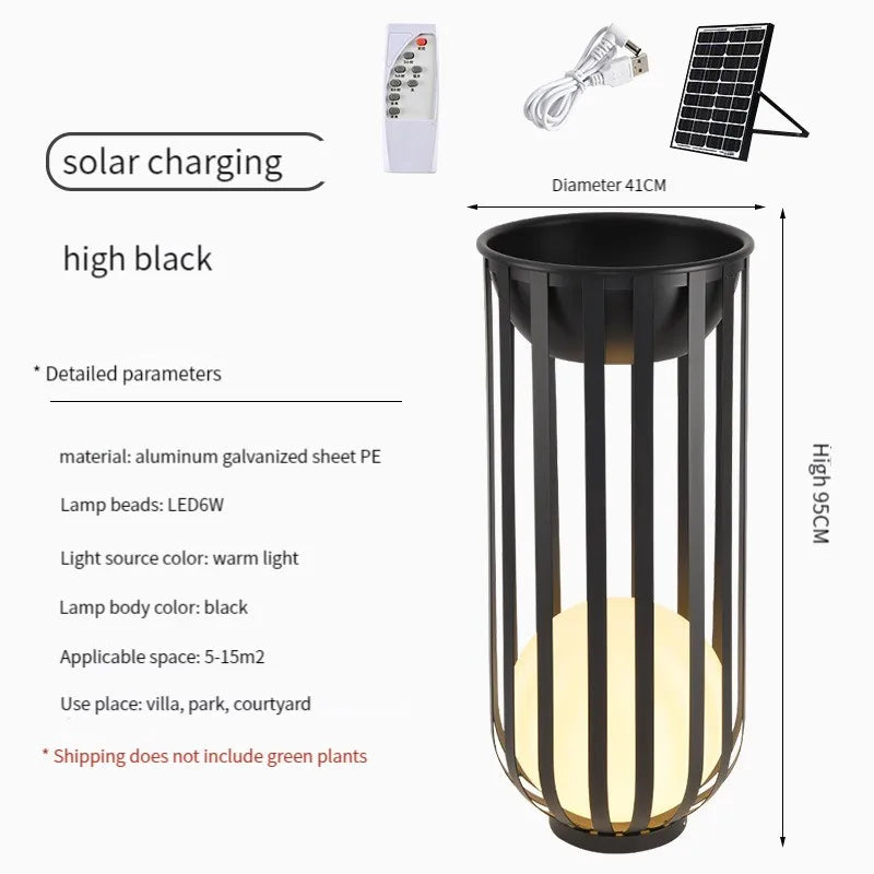 Lampadaire solaire de jardin lampe nordique en pot de fleurs pour Villa cour cour passerelle couloir décor extérieur IP65 éclairage étanche