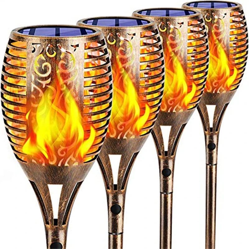 lampes solaires extérieures led flamme vacillante étanche jardin éclairage paysager