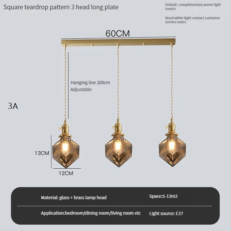 lustre vintage edison avec ombre en verre cristal pour bar loft