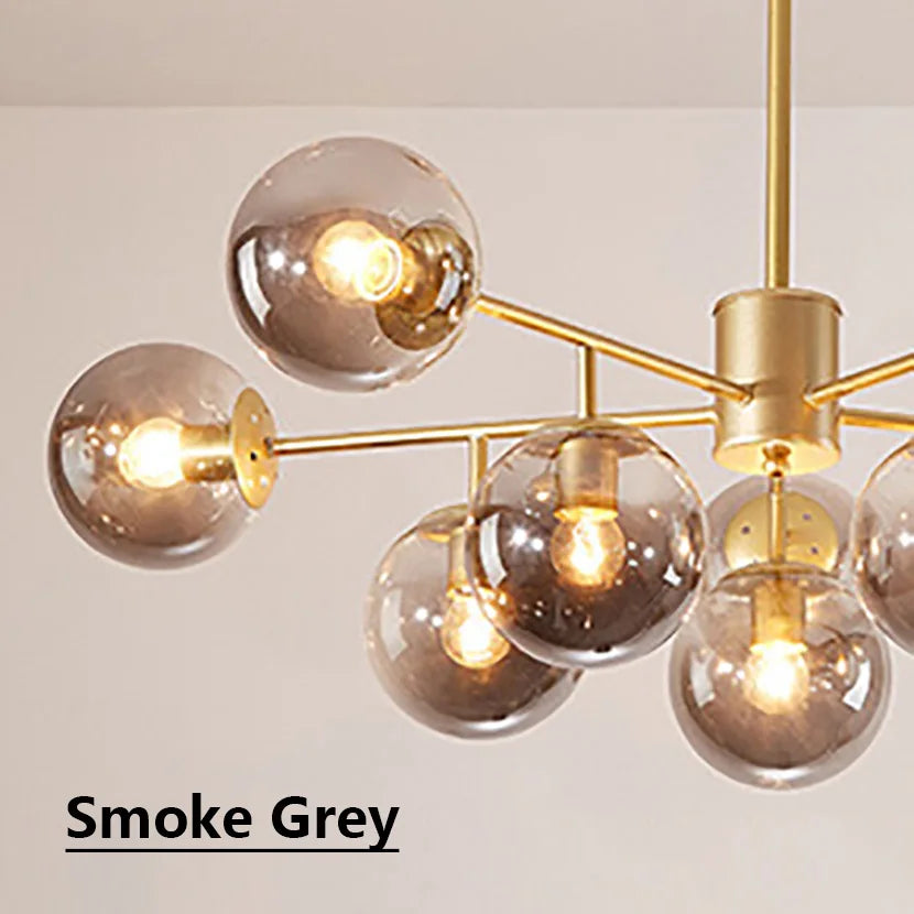 sandyha moderne led lustre en verre moléculaire de luxe