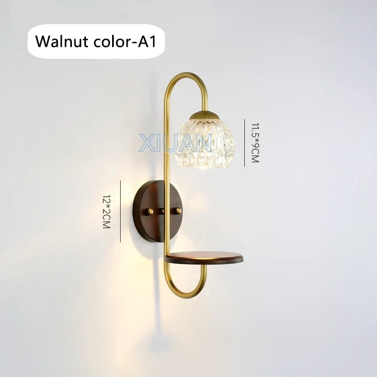 appliques murales led modernes avec étagère en verre transparent