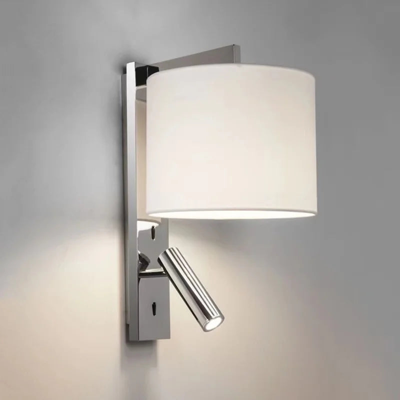 applique murale led nordique en fer et tissu rotatif sans fil