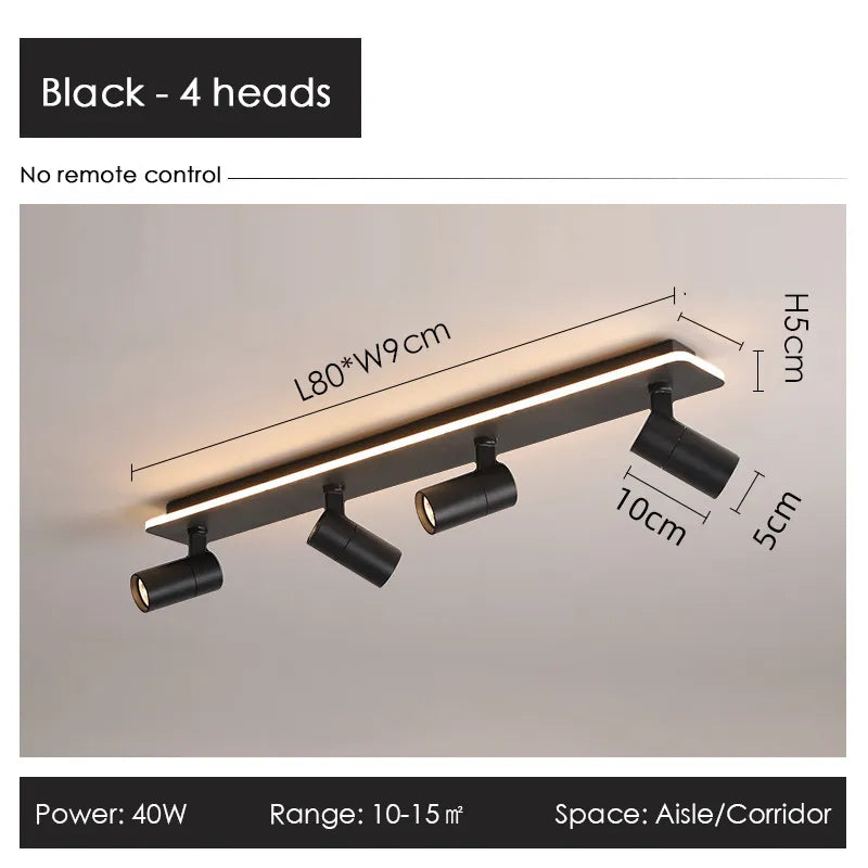 Plafonnier LED noir moderne projecteur