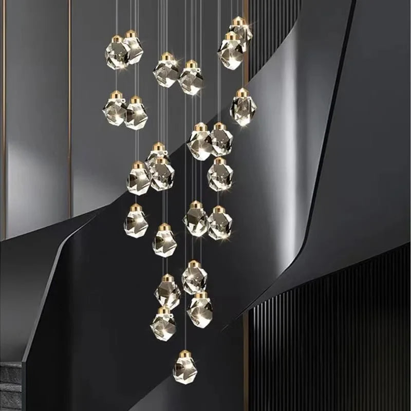 lustre en cristal led design en cuivre moderne et élégant