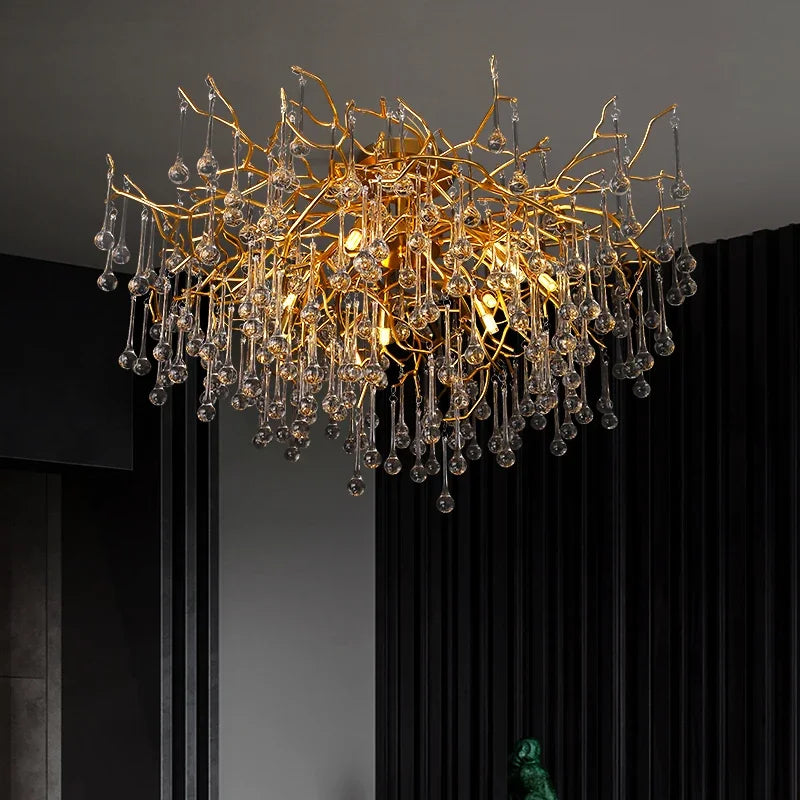 lustre nordique en cristal éclairage à led pour décoration intérieure