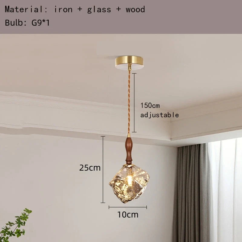 lustre en verre forme bloc de glace pour éclairage divers et