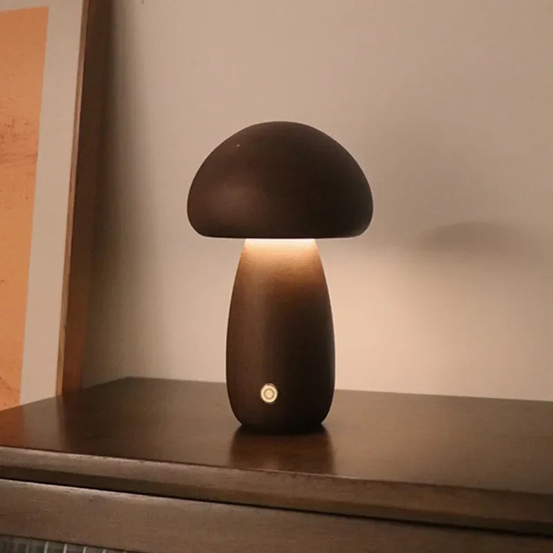 Lampe led champignon veilleuse en bois avec interrupteur tactile
