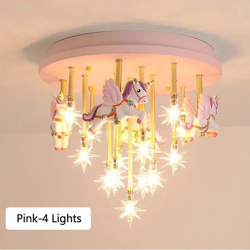 plafonnier résine cheval papier grue mignon led pour enfants