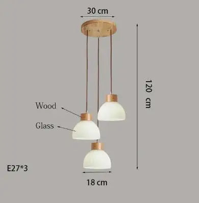 Suspension en verre blanc lampe suspendue de simplicité japonaise pour salon chambre salle à manger Loft lampe suspendue en bois