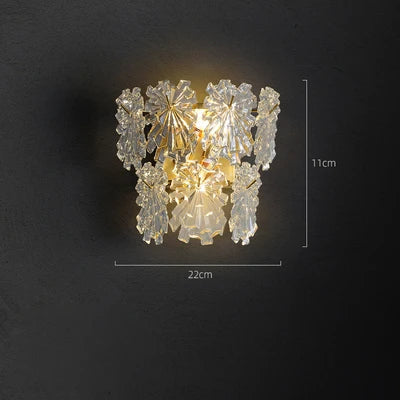applique murale led en cristal doré à intensité variable