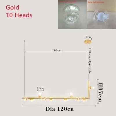 Kitchen Island Ceiling Chandelier Dining Table Glass Pendant Lamp Led Suspension Luminaire Hanging Light