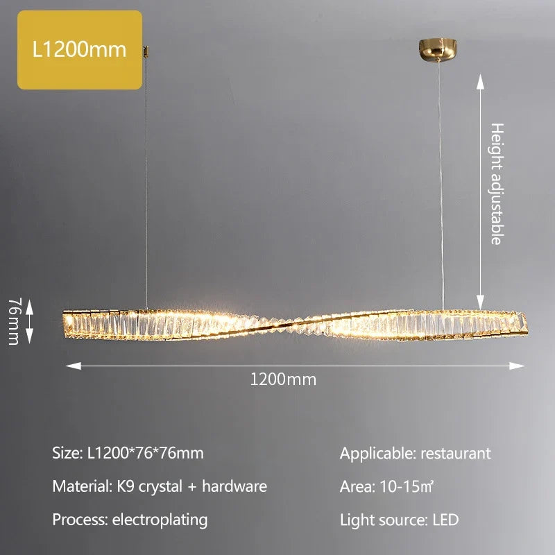 lustre en cristal doré design postmodernes avec éclairage led