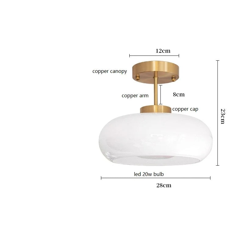 IWHD nordique plafond moderne à LEDs lampe maison éclairage intérieur chambre salon salle à manger cuivre jaune verre abat-jour lampara