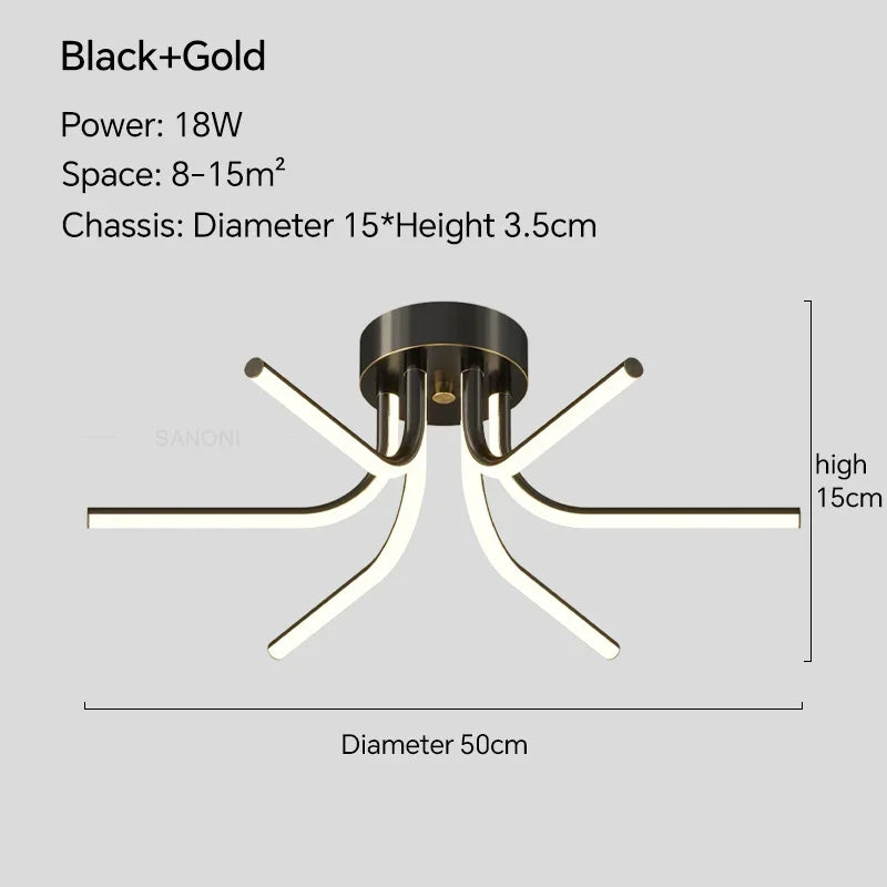 plafonnier led moderne avec télécommande pour décoration intérieure