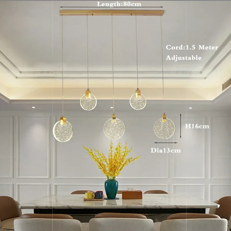 suspension en cristal dorée avec lumière moderne à led