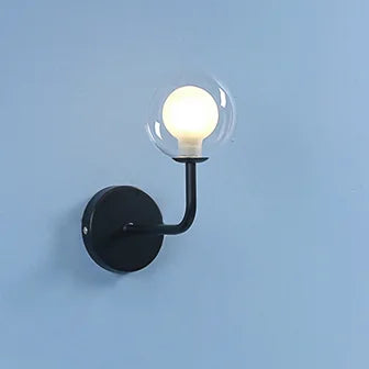 applique murale rétro nordique boule verre courbée métal