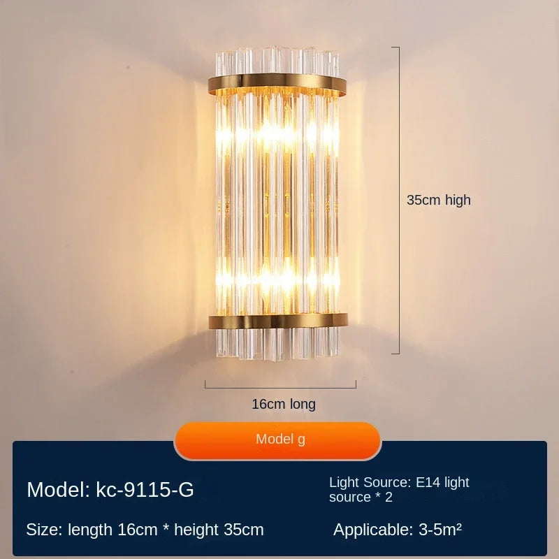 applique murale moderne en cristal rechargeable de luxe
