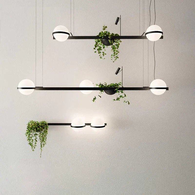 lustre moderne nordique avec pot de fleur led intégrée