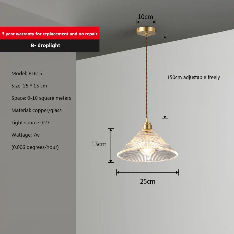 Suspension en verre pour salle à manger lustre d'îlot de cuisine moderne cuivre/bois Art Suspension lampe suspendue E27 Luminaire
