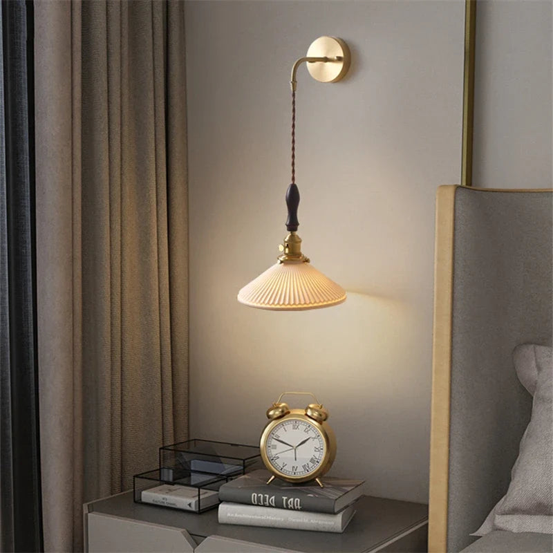 applique murale rechargeable en céramique avec interrupteur rotatif style vintage