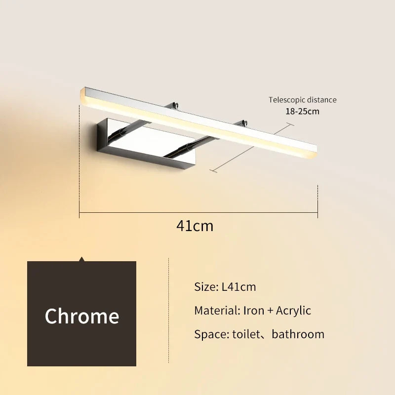 lampe de miroir led minimaliste moderne réglable et rétractable