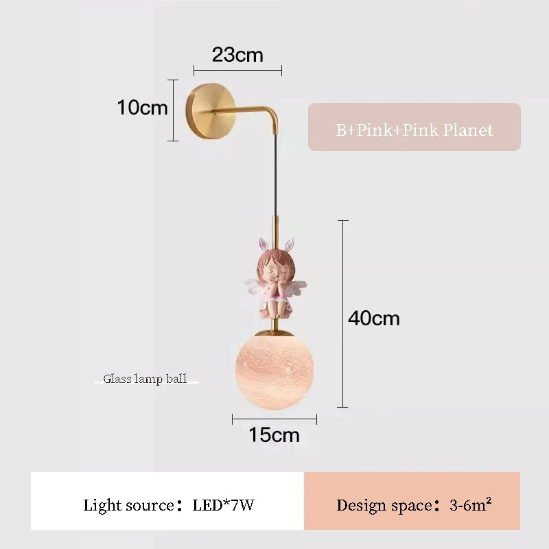 applique murale ange moderne pour chambre d'enfant décorative