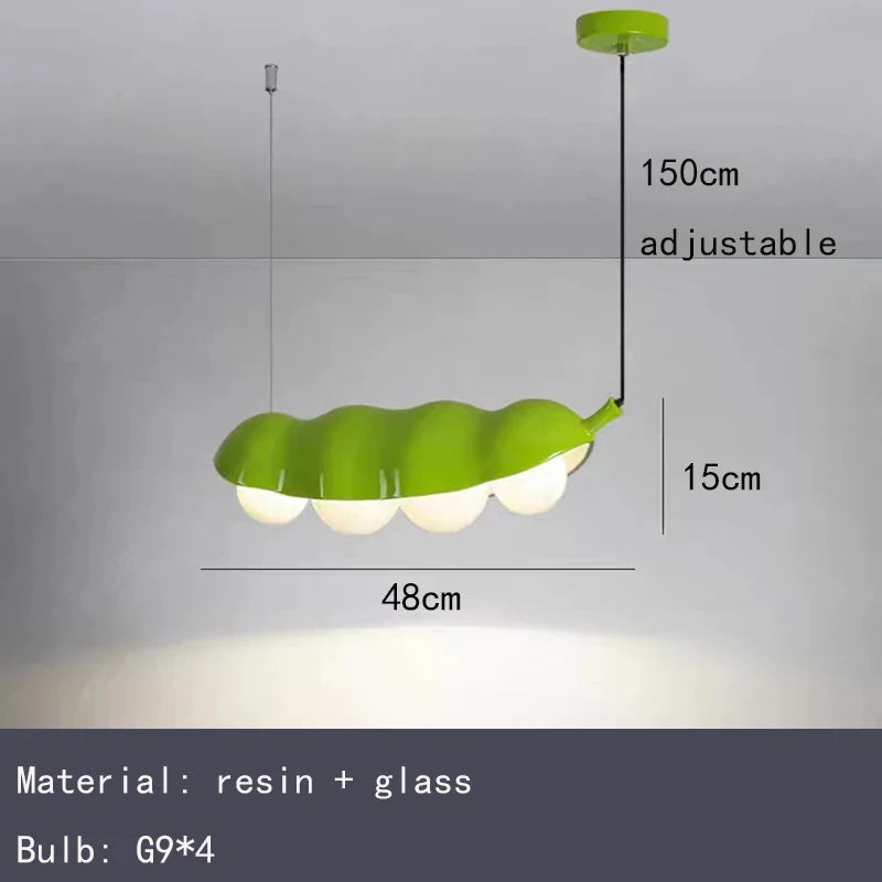 lustre en verre à pois créatifs avec éclairage en résine